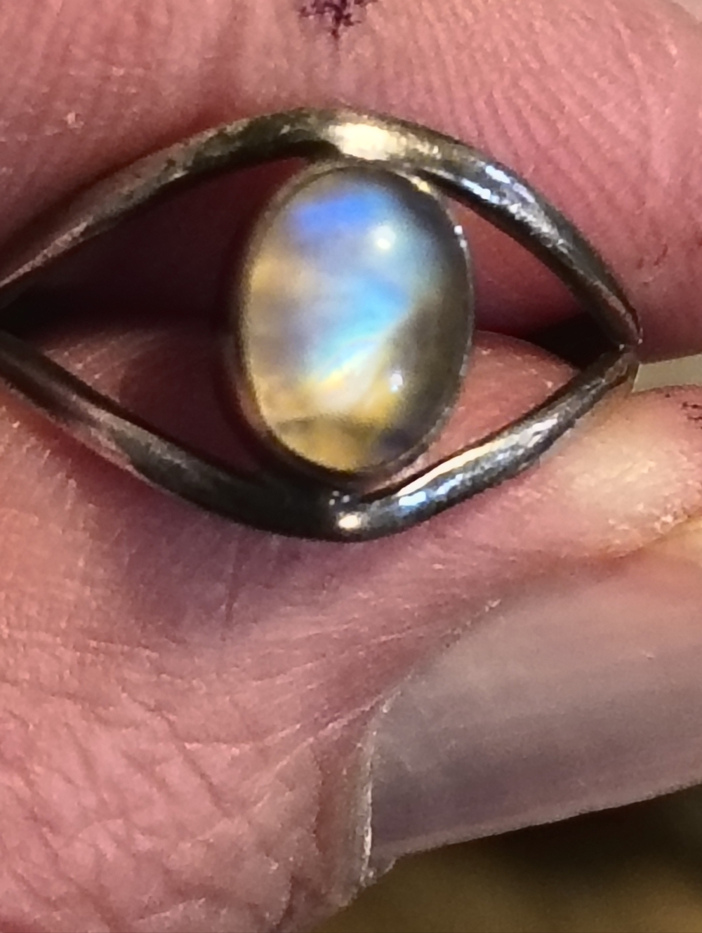 Sterling Silver Rainbow Moonstone Ring Signed Chalisa 925